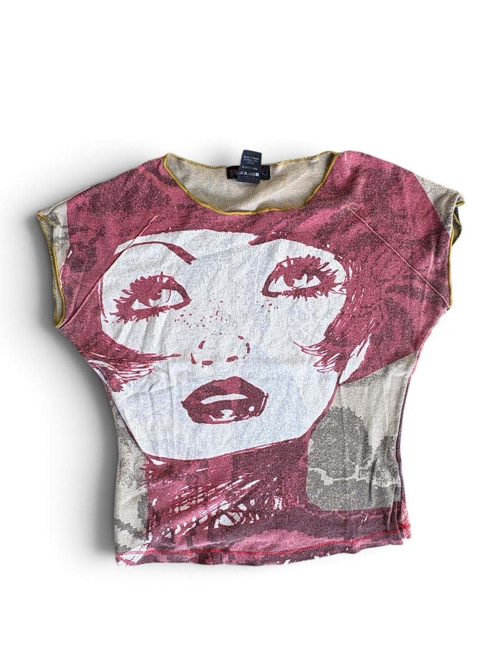 Custo Barcelona Y2K Graphic Face Baby Tee Top Size 2